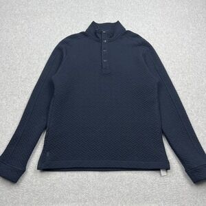 Rhone Weekender Pullover Men's Small Navy Blue Quilted Mock Snap Relaxed Sweater